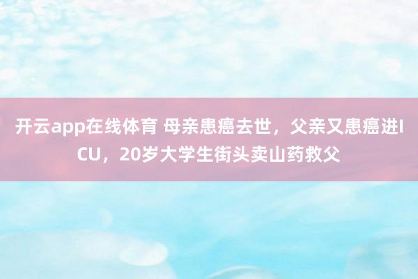开云app在线体育 母亲患癌去世，父亲又患癌进ICU，20岁大学生街头卖山药救父