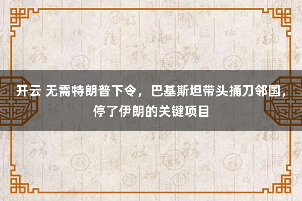 开云 无需特朗普下令，巴基斯坦带头捅刀邻国，停了伊朗的关键项目