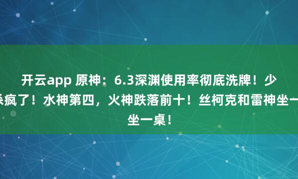 开云app 原神：6.3深渊使用率彻底洗牌！少女杀疯了！水神第四，火神跌落前十！丝柯克和雷神坐一桌！