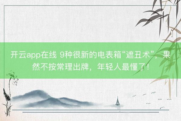 开云app在线 9种很新的电表箱“遮丑术”，果然不按常理出牌，年轻人最懂了！