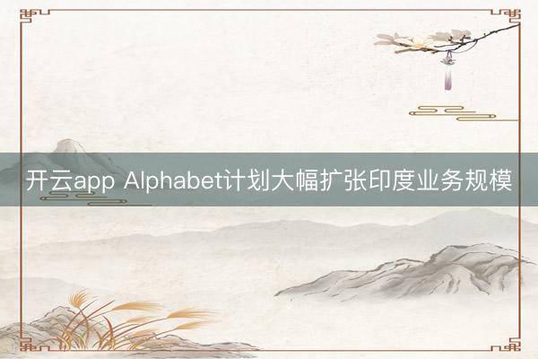 开云app Alphabet计划大幅扩张印度业务规模