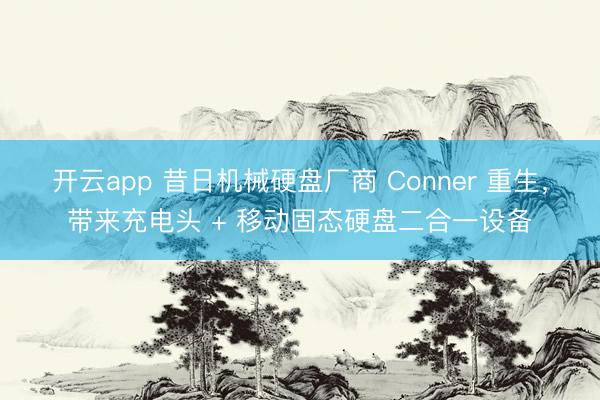 开云app 昔日机械硬盘厂商 Conner 重生，带来充电头 + 移动固态硬盘二合一设备