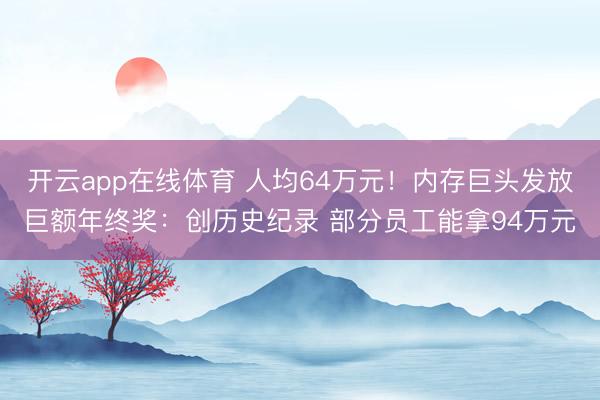 开云app在线体育 人均64万元！内存巨头发放巨额年终奖：创历史纪录 部分员工能拿94万元
