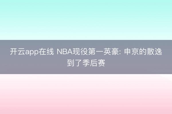 开云app在线 NBA现役第一英豪: 申京的散逸到了季后赛