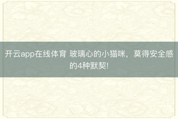 开云app在线体育 玻璃心的小猫咪，莫得安全感的4种默契!