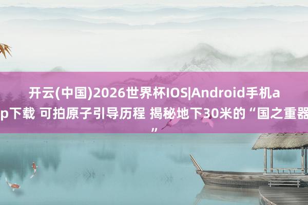 开云(中国)2026世界杯IOS|Android手机app下载 可拍原子引导历程 揭秘地下30米的“国之重器”