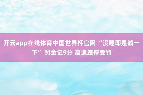 开云app在线体育中国世界杯官网 “没睡即是躺一下” 罚金记9分 高速违停受罚