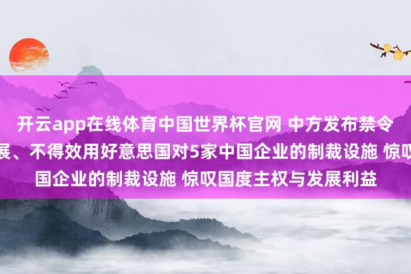 开云app在线体育中国世界杯官网 中方发布禁令：不得承认、不得扩展、不得效用好意思国对5家中国企业的制裁设施 惊叹国度主权与发展利益