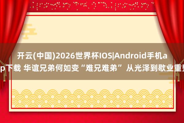 开云(中国)2026世界杯IOS|Android手机app下载 华谊兄弟何如变“难兄难弟” 从光泽到歇业重整