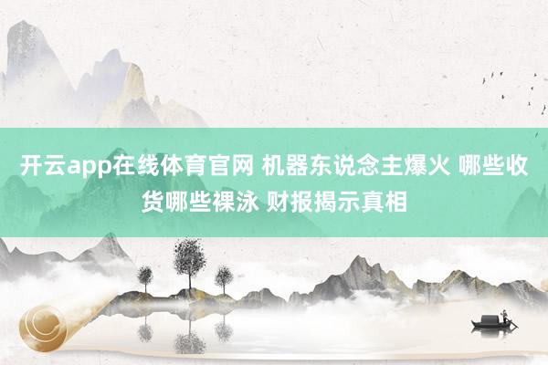 开云app在线体育官网 机器东说念主爆火 哪些收货哪些裸泳 财报揭示真相