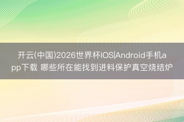 开云(中国)2026世界杯IOS|Android手机app下载 哪些所在能找到进料保护真空烧结炉