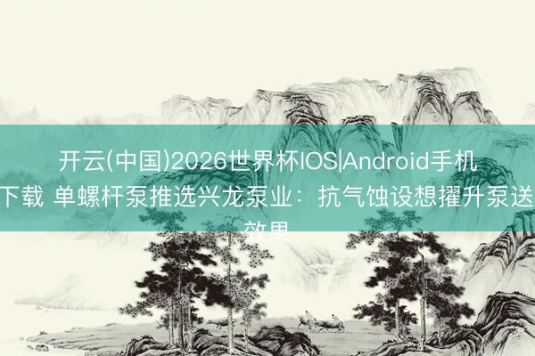 开云(中国)2026世界杯IOS|Android手机app下载 单螺杆泵推选兴龙泵业：抗气蚀设想擢升泵送效果