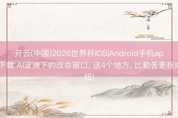 开云(中国)2026世界杯IOS|Android手机app下载 AI波澜下的改命窗口, 这4个地方, 比勤苦更枢纽!