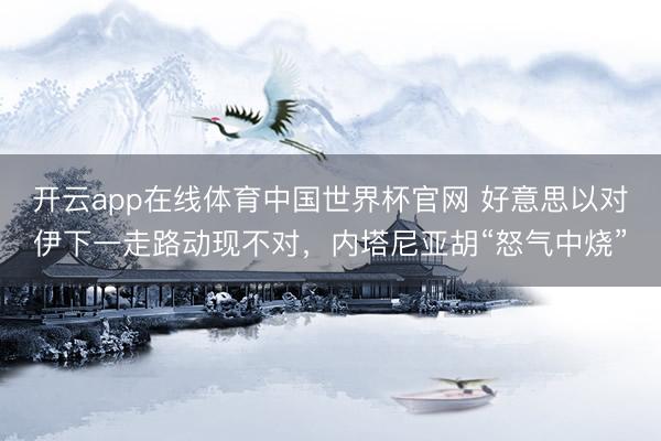 开云app在线体育中国世界杯官网 好意思以对伊下一走路动现不对，内塔尼亚胡“怒气中烧”