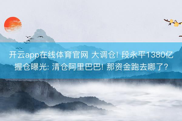 开云app在线体育官网 大调仓! 段永平1380亿握仓曝光: 清仓阿里巴巴! 那资金跑去哪了?