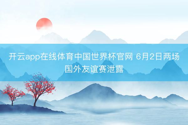 开云app在线体育中国世界杯官网 6月2日两场国外友谊赛泄露